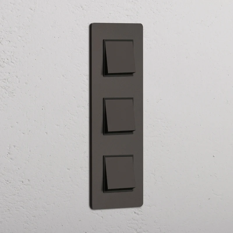 Grove Triple 3x Vertical Rocker Switch - Bronze | Black
