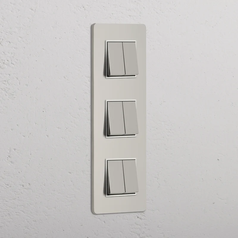 Grove Triple 6x Vertical Rocker Switch - Polished Nickel | White