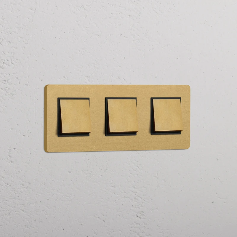 Grove Triple 3x Rocker Switch - Antique Brass | Black