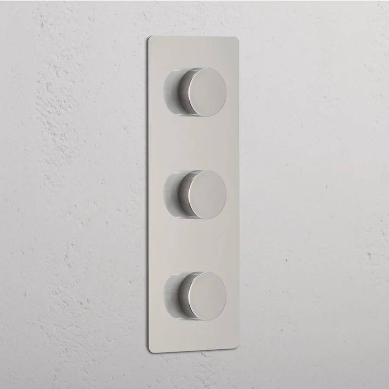 Kew Triple 3x Vertical Dimmer Switch - Polished Nickel