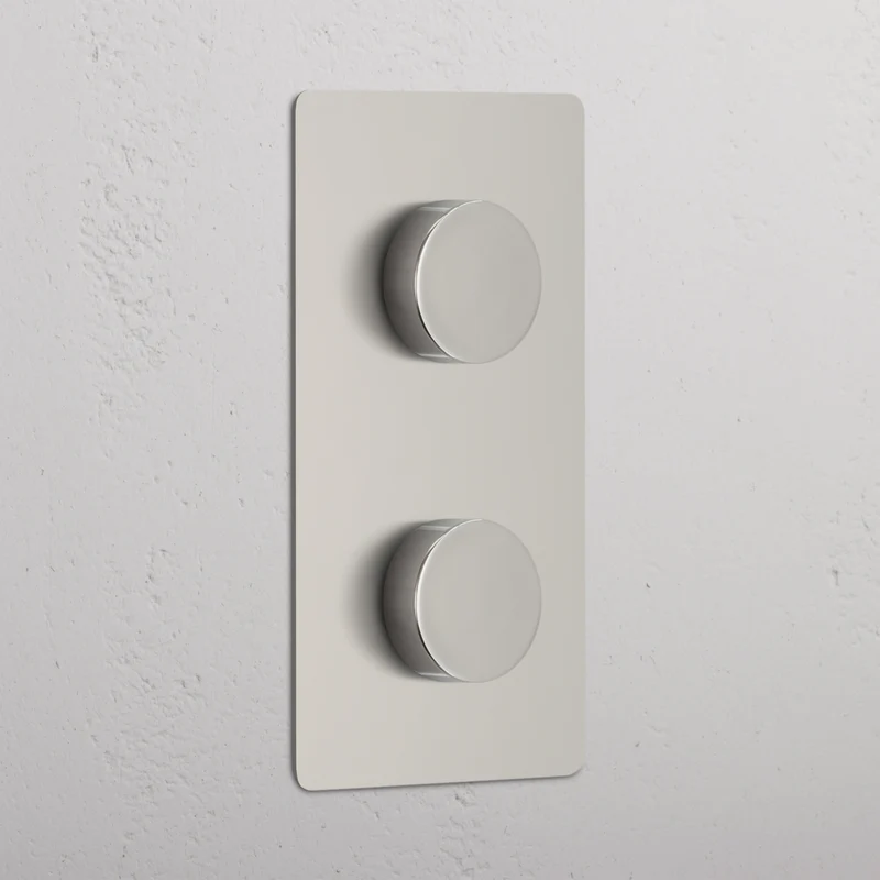 Kew Double 2x Vertical Dimmer Switch - Polished Nickel