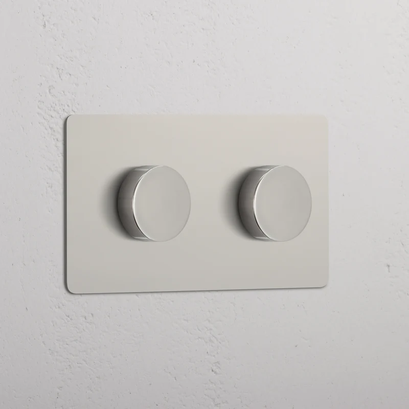 Kew Double 2x Multiway Dimmer Switch - Polished Nickel