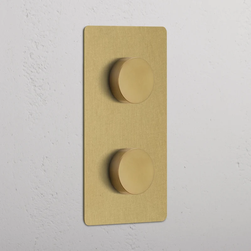 Kew Double 2x Vertical Dimmer Switch - Antique Brass