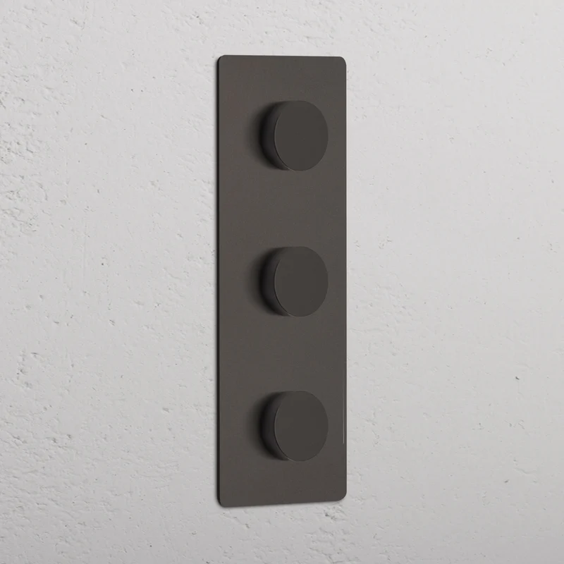 Kew Triple 3x Vertical Dimmer Switch - Bronze