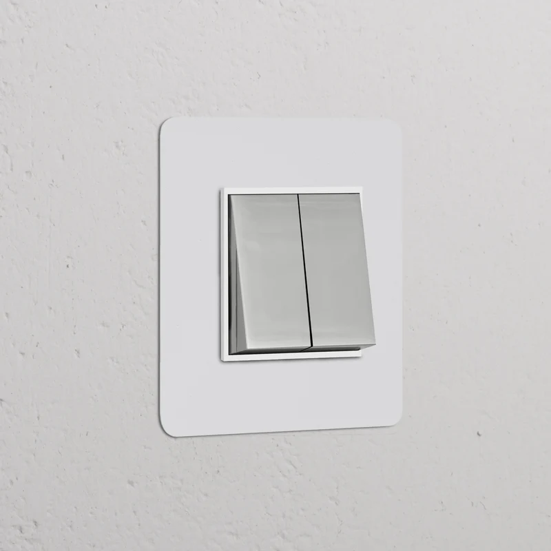 Kew Single 2x Rocker Switch - Paintable Polished Nickel | White