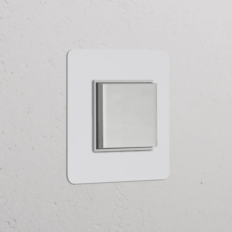 Kew Single Centre Retractive Rocker Switch - Paintable Polished Nickel | White