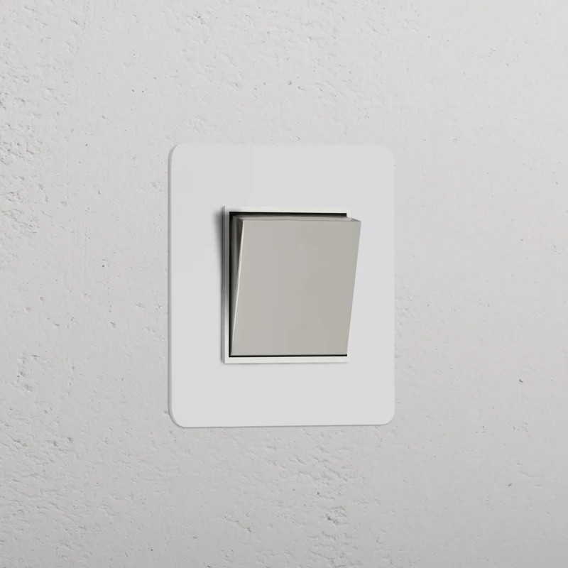 Kew Single Retractive Rocker Switch - Paintable Polished Nickel | White