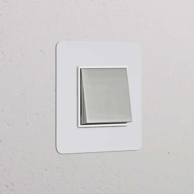 Kew Single Intermediate Rocker Switch - Paintable Polished Nickel | White