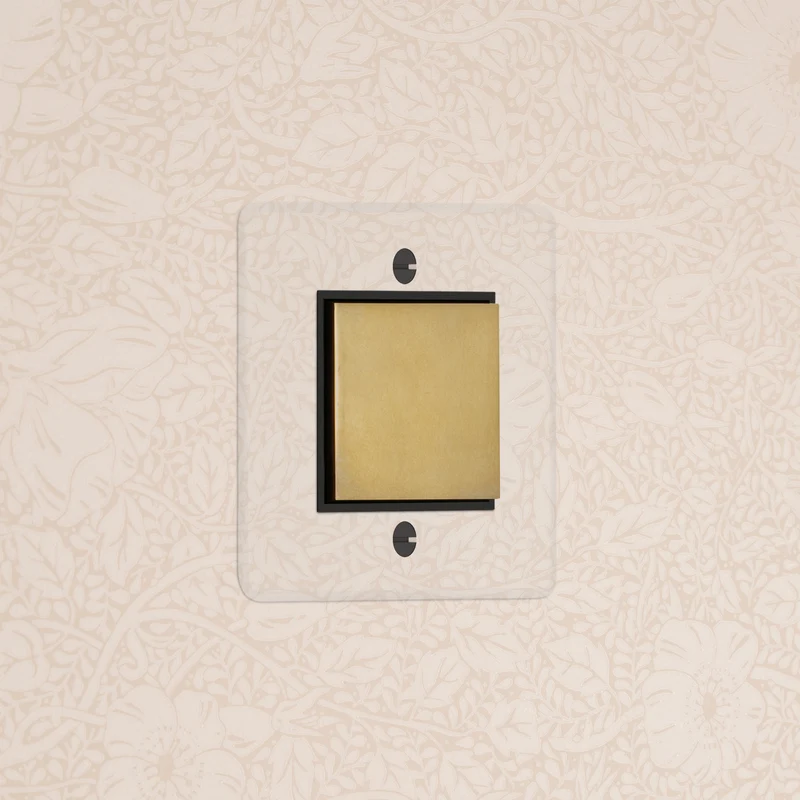 Kew Single Centre Retractive Rocker Switch - Clear Antique Brass | Black