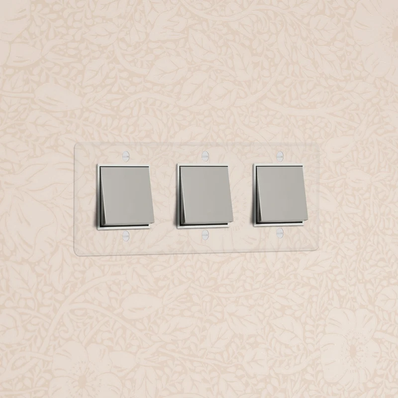 Kew Triple 3x Rocker Switch - Clear Polished Nickel | White