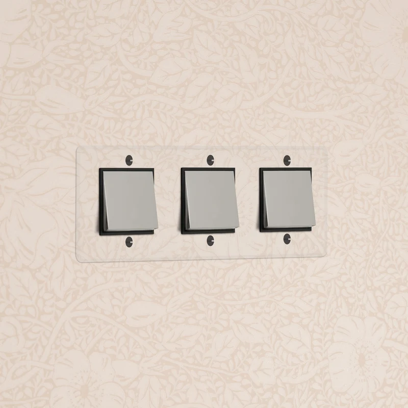 Kew Triple 3x Rocker Switch - Clear Polished Nickel | Black