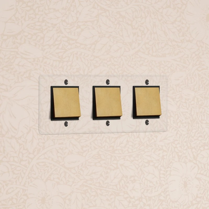 Kew Triple 3x Rocker Switch - Clear Antique Brass | Black