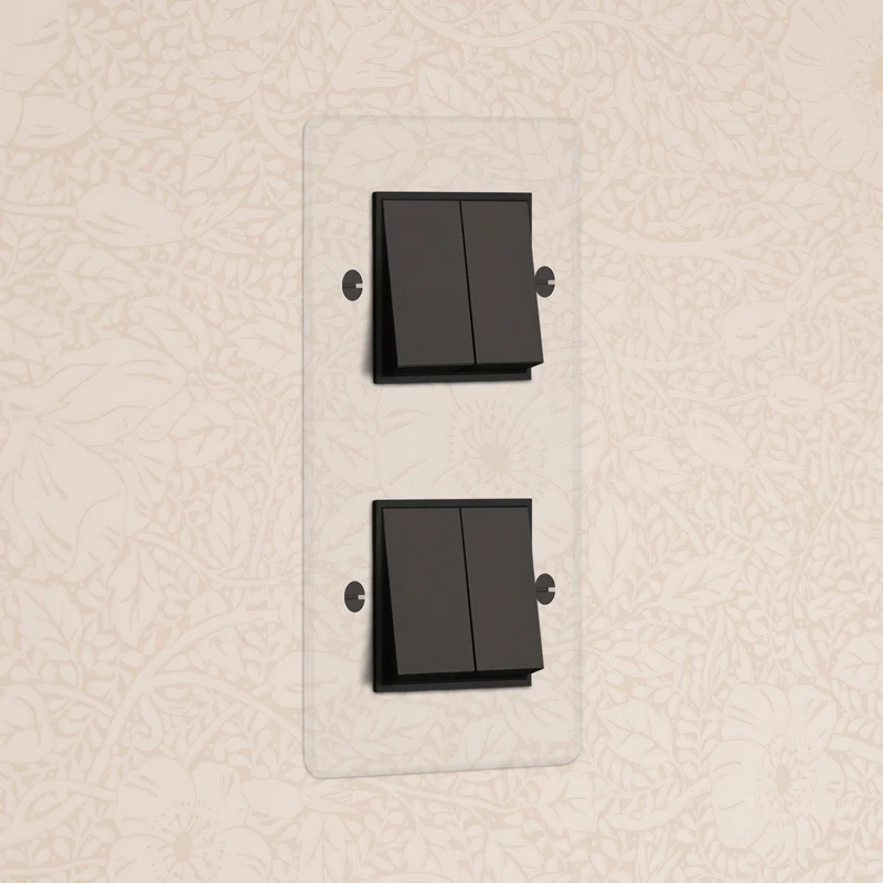 Kew Double 4x Vertical Rocker Switch - Clear Bronze | Black