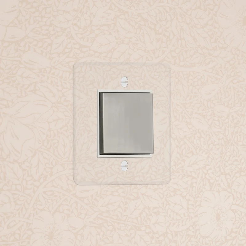 Kew Single Centre Retractive Rocker Switch - Clear Polished Nickel | White