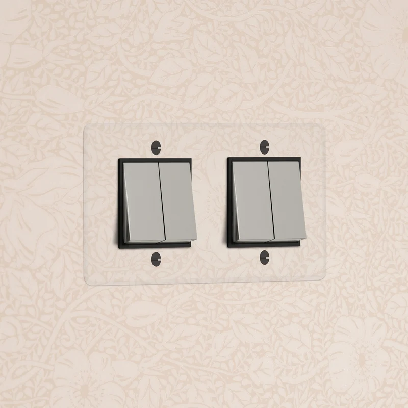 Kew Double 4x Rocker Switch - Clear Polished Nickel | Black