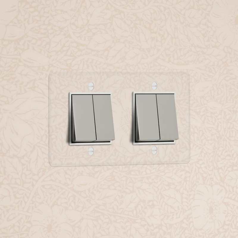 Kew Double 4x Rocker Switch - Clear Polished Nickel | White