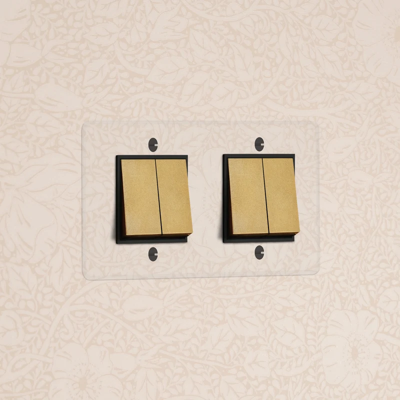 Kew Double 4x Rocker Switch - Clear Antique Brass | Black