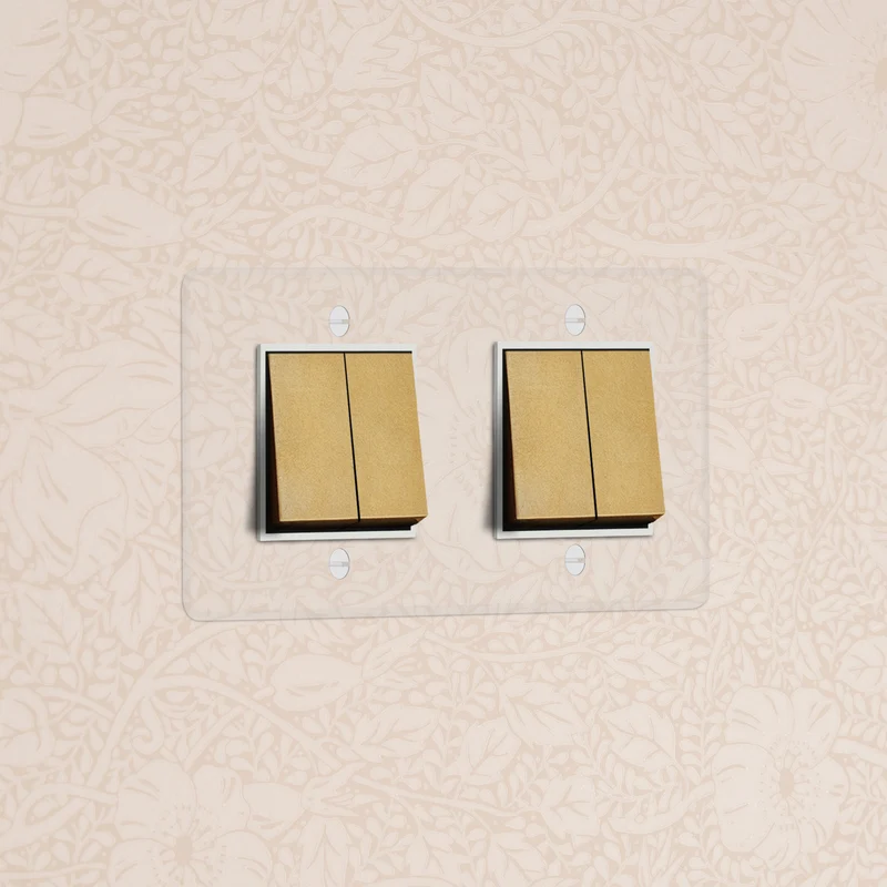 Kew Double 4x Rocker Switch - Clear Antique Brass | White