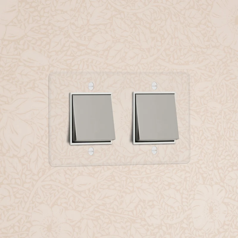 Kew Double 2x Rocker Switch - Clear Polished Nickel | White