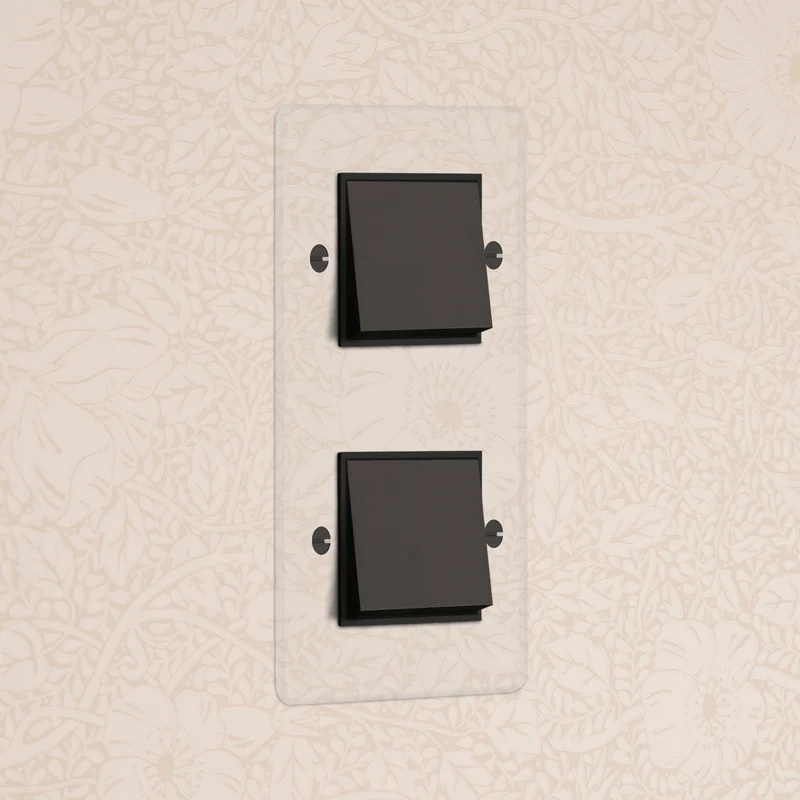 Kew Double 2x Vertical Rocker Switch - Clear Bronze | Black