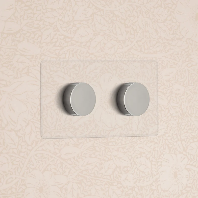 Kew Double 2x Dimmer Switch - Clear Polished Nickel