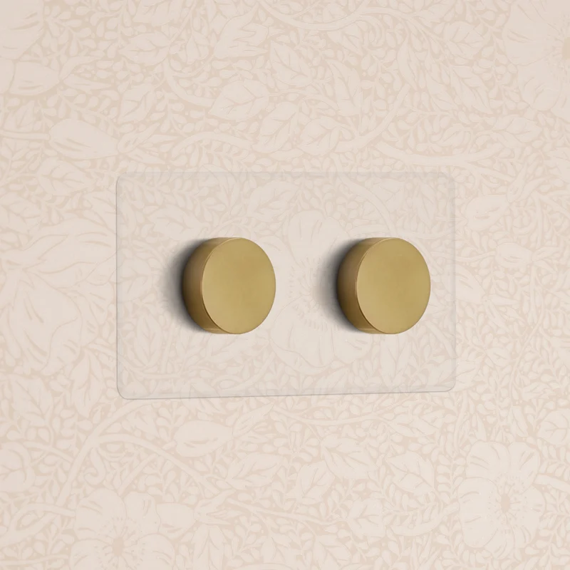 Kew Double 2x Dimmer Switch - Clear Antique Brass