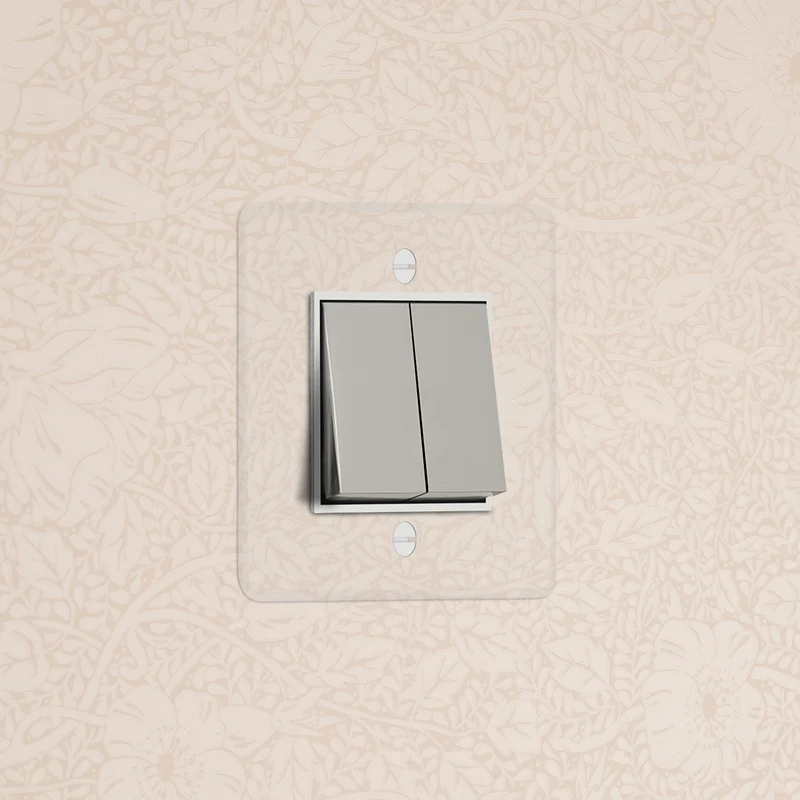 Kew Single 2x Rocker Switch - Clear Polished Nickel | White