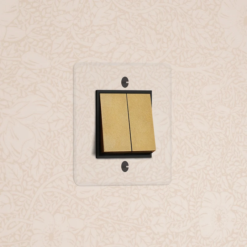 Kew Single 2x Rocker Switch - Clear Antique Brass | Black