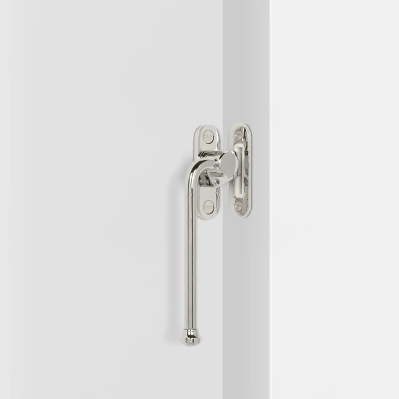 Southbank Lockable Casement Window Handle With Plate Left - Polished Nickel