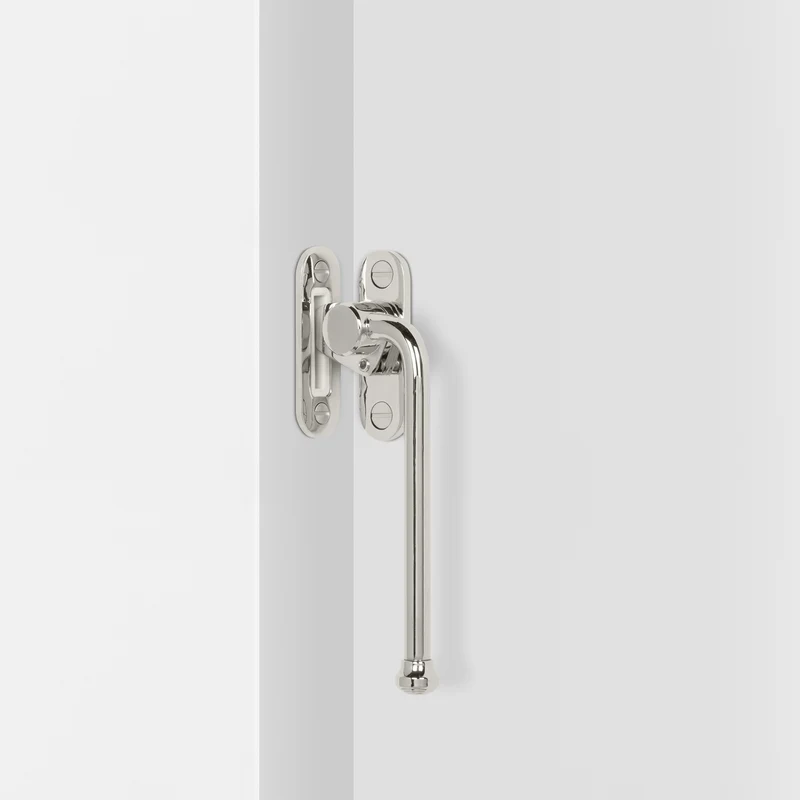 Southbank Lockable Casement Window Handle With Plate Right - Polished Nickel