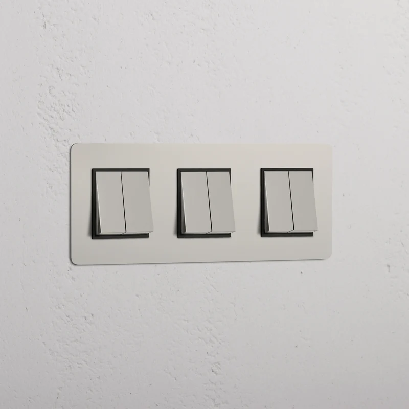 Kew Triple 6x Rocker Switch - Polished Nickel | Black