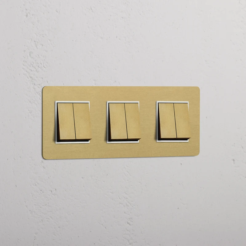 Kew Triple 6x Rocker Switch - Antique Brass | White