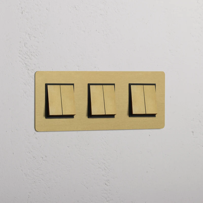 Kew Triple 6x Rocker Switch - Antique Brass | Black