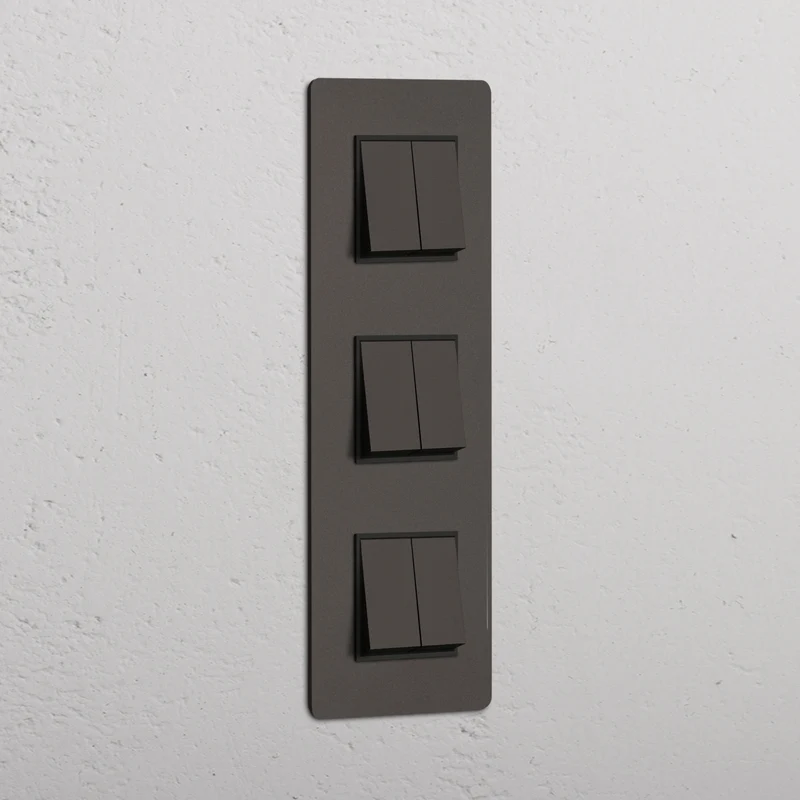 Kew Triple 6x Vertical Rocker Switch - Bronze | Black