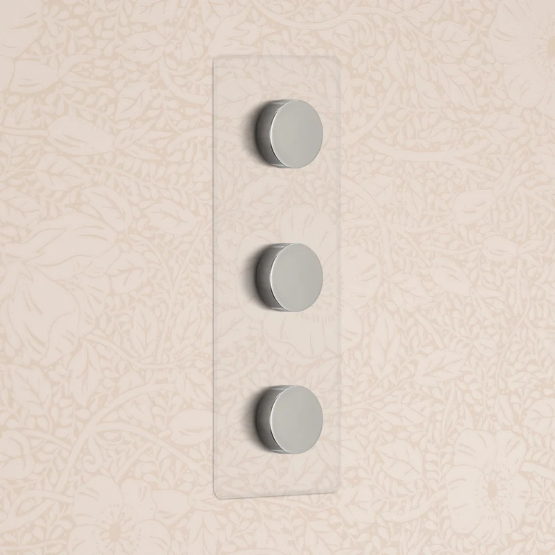 Kew Triple 3x Vertical Dimmer Switch - Clear Polished Nickel