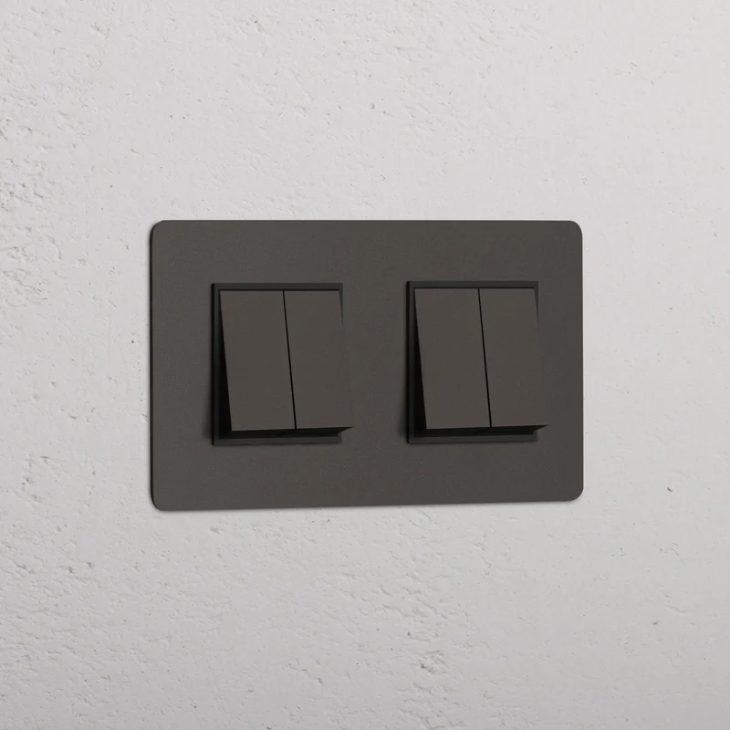 Kew Double 4x Rocker Switch - Bronze | Black