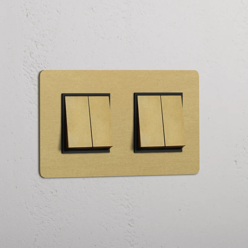 Kew Double 4x Rocker Switch - Antique Brass | Black