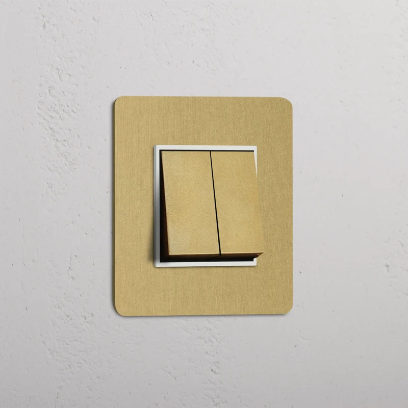 Kew Single 2x Rocker Switch - Antique Brass | White