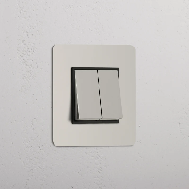 Kew Single 2x Rocker Switch - Polished Nickel | Black