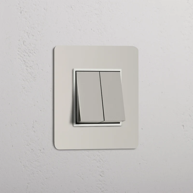 Kew Single 2x Rocker Switch - Polished Nickel | White