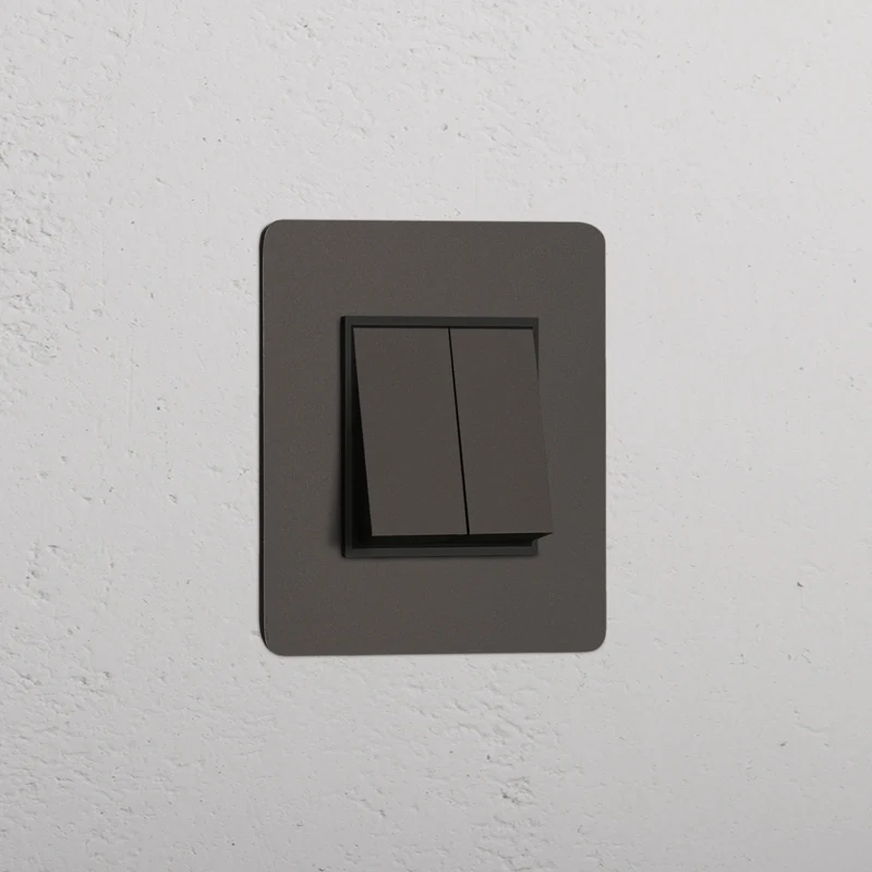 Kew Single 2x Rocker Switch - Bronze | Black