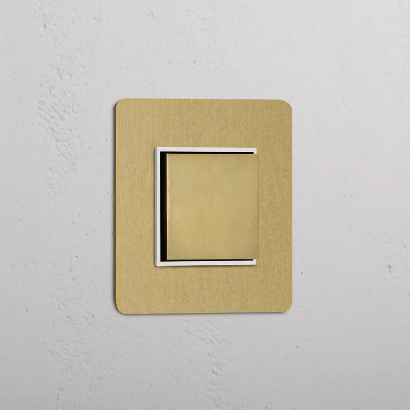 Kew Single Centre Retractive Rocker Switch - Antique Brass | White