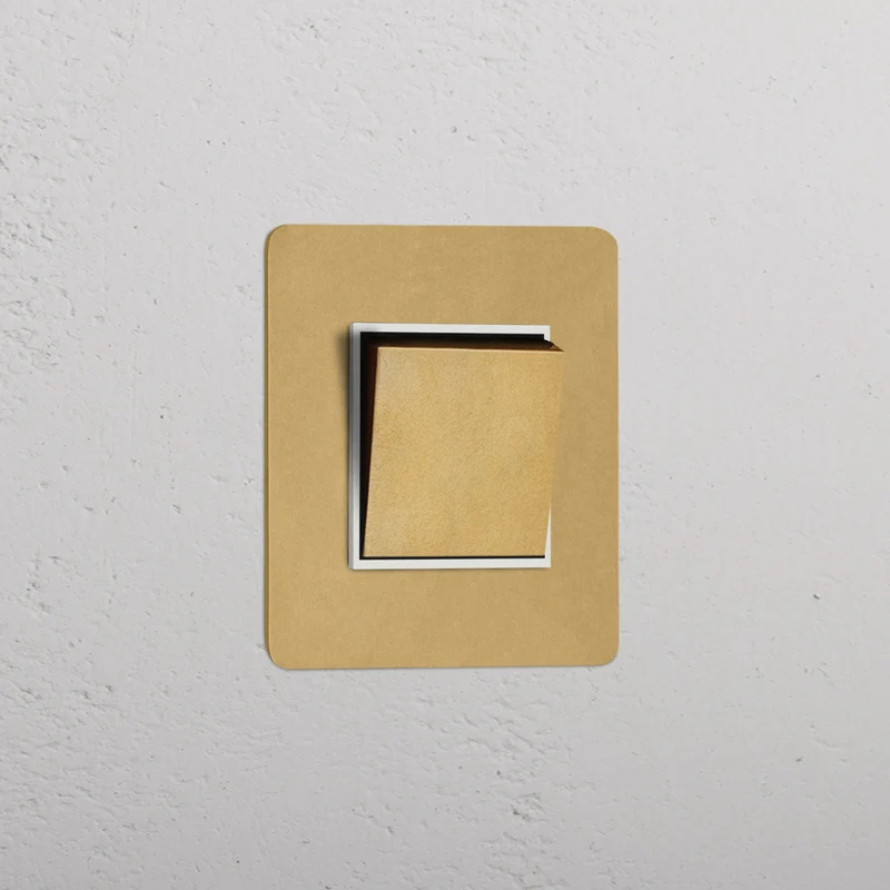Kew Single Retractive Rocker Switch - Antique Brass | White