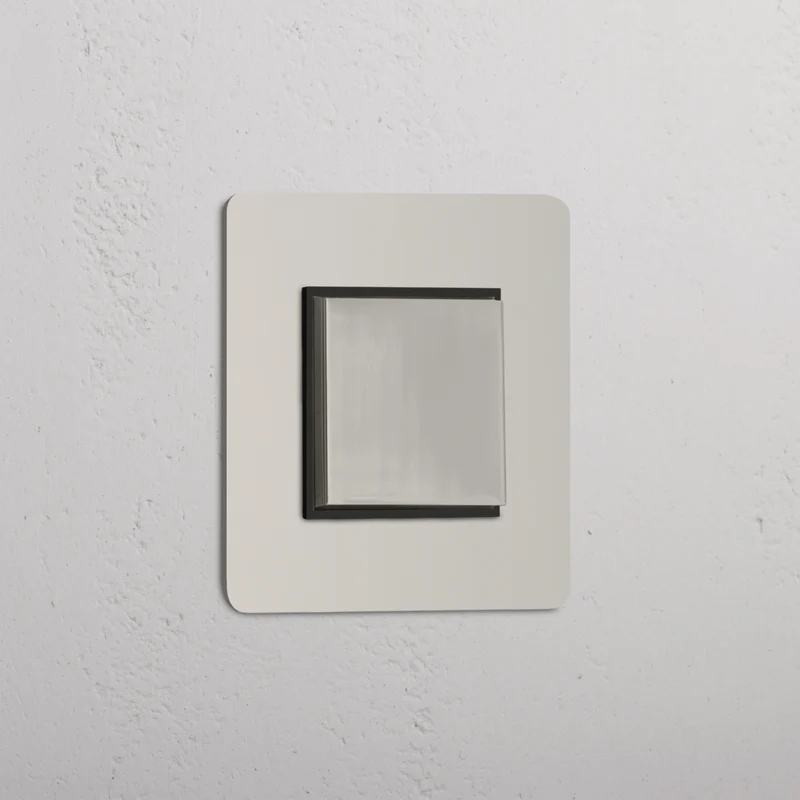 Kew Single Centre Retractive Rocker Switch - Polished Nickel | Black
