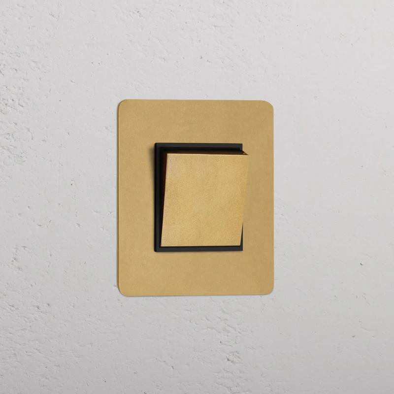 Kew Single Retractive Rocker Switch - Antique Brass | Black
