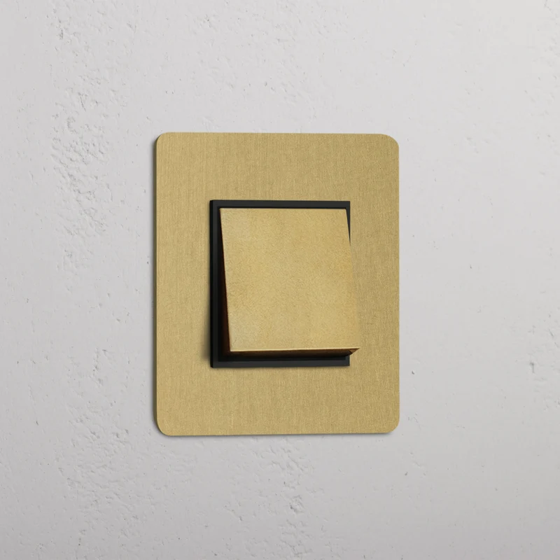 Kew Single Intermediate Rocker Switch - Antique Brass | Black