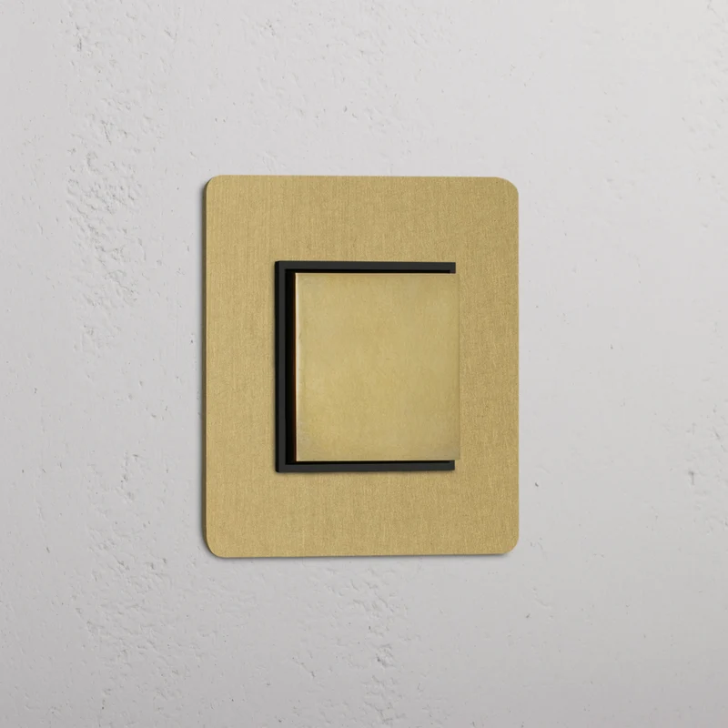 Kew Single Centre Retractive Rocker Switch - Antique Brass | Black