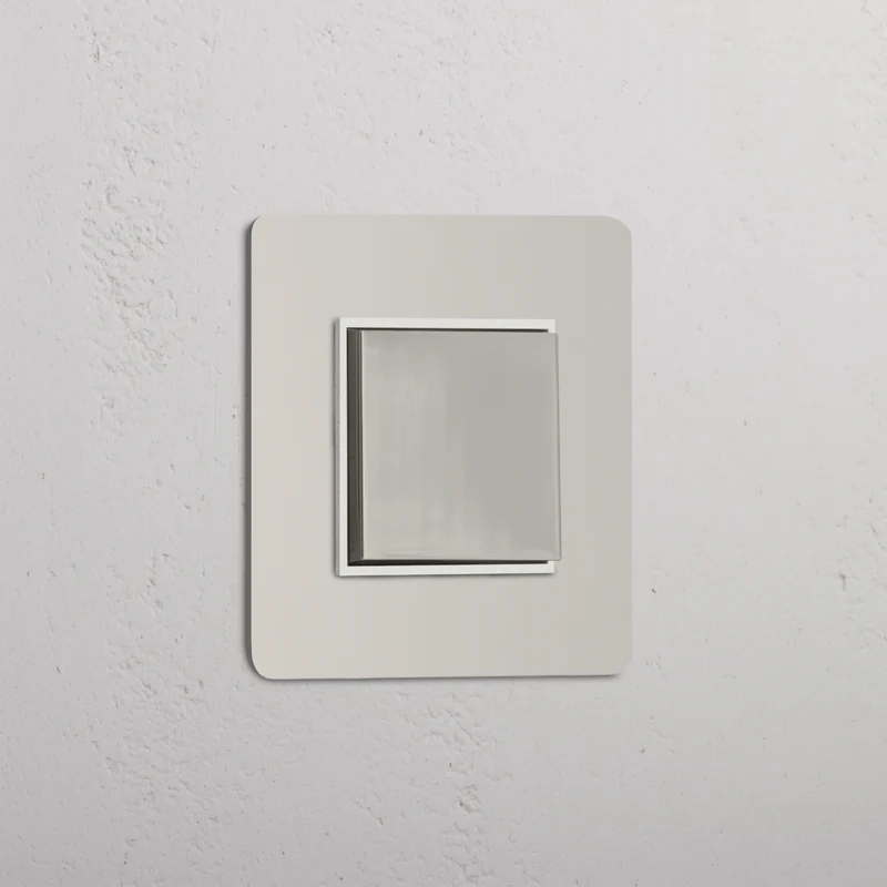 Kew Single Centre Retractive Rocker Switch - Polished Nickel | White