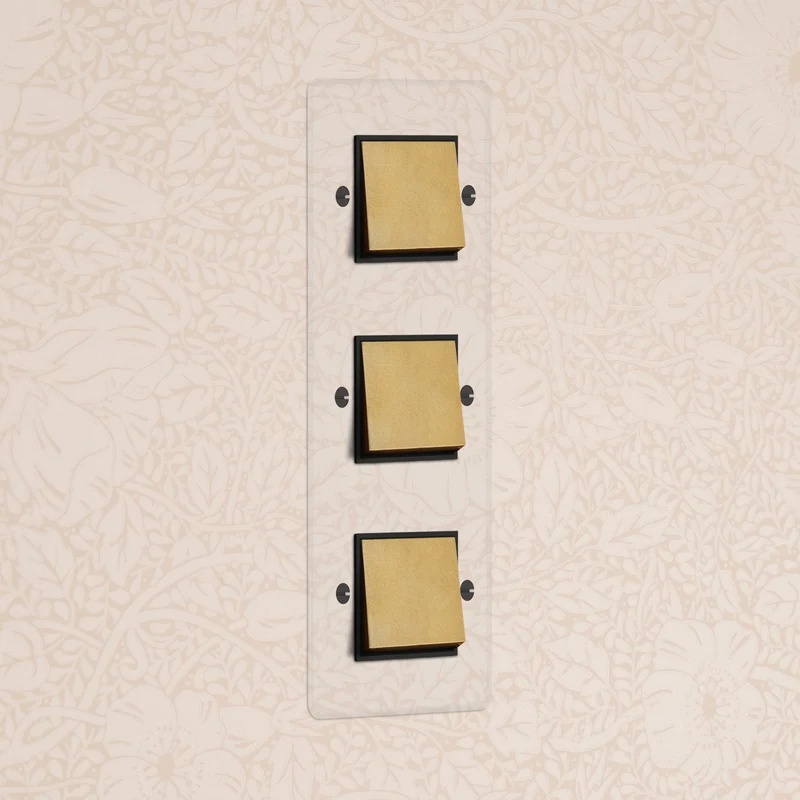 Kew Triple 3x Vertical Rocker Switch - Clear Antique Brass | Black