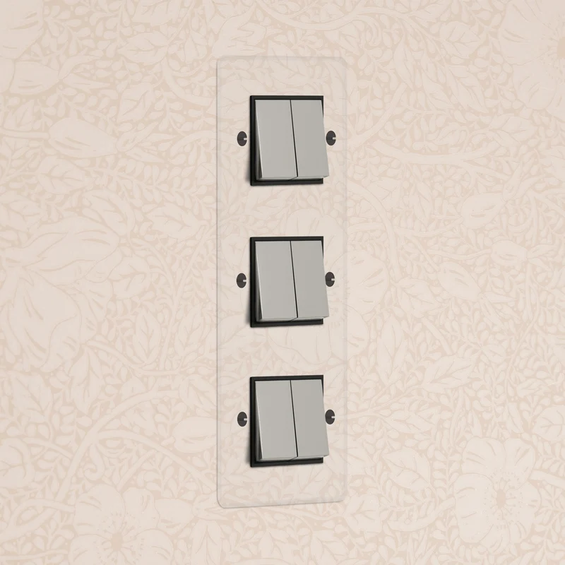 Kew Triple 6x Vertical Rocker Switch - Clear Polished Nickel | Black